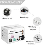 NEUMEE Yoga Ball Chair with 65cm Exercise Ball & 2 Resistance Bands, Stability Base for Home Office, Yoga, Pilates & Fitness, Balance Ball for Posture, Core Strength & Low Impact Workouts (Black)