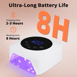 Kikugu Cordless UV LED Nail Lamp,72W Rechargeable Nail Dryer for All Gel Nails with 5 Timers & Mirror Base,Touch Control & Auto Sensor,Ideal for Training,Nail Art Pratice,Home and Salon(White)