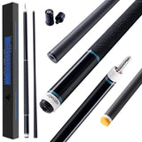 KONLLEN Carbon Fiber Pool Cue, Low Deflection Shaft with Pro Taper, Ebony Inlay Design, 12.5mm Tip, Adjustable Weight System
