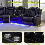 A Ainehome Living Room Furniture Power Recliner Sofa, Breathing Leather Power Reclining Sofa Set