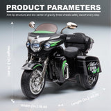 12V Electric Motorcycle for Kids Ages 3-8, 2 Seats Ride-On Motorbike with 3 Wheels, Bluetooth, USB, LED Light & Storage Box | Safe & Durable Kids Toy Vehicle, Black