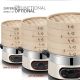 RKUVPAE Electric Food Steamer for Cooking Vegetable Steamer with 2-Tier Bamboo Steamer with 60 Min Timer Auto Shut-Off & Boil Dry Protection 1500W