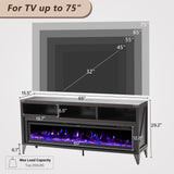 LUXOAK 65" Farmhouse TV Stand with 60" Electric Fireplace for TVs up to 75"
