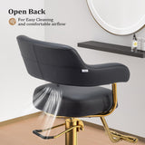 OmySalon Barber Chairs for Barbershop Black and Gold Styling Chair, Salon Chair for Hair Stylist Heavy Duty Hydraulic Pump, 360°Swivel with Footrest, Hairdressing Home Beauty Spa Braiding Equipment