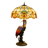 GAUUA Tiffany Table Lamp 18" Tiffany Style Large Table Lamp Yellow Baroque Desk Lamp