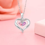 Oseew Personalized 2 Pear Birthstone Necklace for Women 10K 14K 18K Solid Gold Engraved Name Birthday Christmas Mother's Day Jewelry Gifts for Her