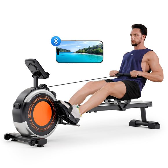 Dripex Rowing Machines for Home Use, Rowing Machine Max 350 LBS, Magnetic Rower with 16 Levels of Workout Resistance, Dual Slide Rail, Bluetooth App Supported, LCD Monitor,Row Machine for Gym Exercise Dripex