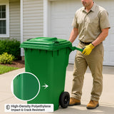 Green 95-Gallon Wheeled Rectangular Trash Can with Hinged Lid