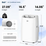 DuraComfort 14,000 BTU Portable Air Conditioner for Rooms up to 700 Sq.Ft, 3-in-1 Portable AC Unit with Cooling, Fan & Dehumidifier, Remote Control and Window Installation Kit
