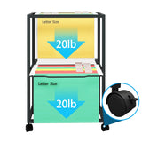 PUNCIA 2 Tiers Metal Rolling File Carts with Wheels Hanging Files for Letter Size Movable Pull-Out File Folder Rack Drawer File Cabinet