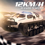 GoolRC RC Tank Car, 1/12 Scale 2.4GHz Remote Control Tank, 360?Rotating Off-Road RC Crawler Military Vehicle with Rechargeable Battery Gifts for Adults (Green)