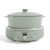 MAGNIFIQUE Slow Cooker, 4.5 Quart 8-in-1 Clay Pot Multi-Cooker, Non-Toxic Slow Cooker with Removable Clay Pot, for Rice, Pasta, Steam & Proof, Nonstick, Oven Safe Pot to 500°F, Olive