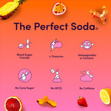 PERFY Nootropic Calm Soft Soda Drink Variety Pack | 4 Flavors: Dr. Perfy, Blood Orange Yuzu, Tropical Citrus, Fruit Punch (12oz Cans) | L-Theanine + Turmeric | Low Sugar, Stevia & Monk Fruit | Keto Friendly | (12-Pack, 144 fl oz)