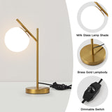 IPEDWO Mid Century Gold Table Lamp,Modern Globe Bedside Desk Lamps