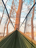 Single & Double Camping Hammock with Net, Portable Outdoor Tree Hammock 2 Person Hammock for Camping Backpacking Survival Travel, 10ft Hammock Tree Straps and 2 Carabiners, Easy to Setup