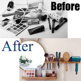 MRPAPA Hair Tool Organizer Wall Mount,2 Layer Rustic Blow Dryer Holder, Wooden Bathroom Organizer Storage Shelf for Hair Tools, Curling Iron, Hot Tools
