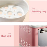 Portable Multifunction 3 in 1 Breakfast Machine, Electric Mini Oven, Family Breakfast Station for Baking, Frying(Pink)