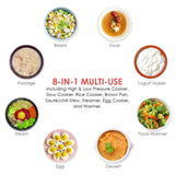 prepAmeal 3 Quart Pressure Cooker 8 IN 1 Multi Use Programmable Instant Cooker Electric Pressure Pot with Slow Cook, Rice, Steamer, Sauté, Brown, Warmer