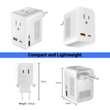 SARQW 220V to 110V Voltage Conversion Plug Adapter for Traveling from USA to Europe with 2 USB and 2 USBC Ports PD 20 W, 2 AC Outlets International Power Adapter