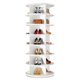 BrFoYu Rotating Shoe Rack 7 Tier Spinning Shoes Organizer Tower for 28-32 Pairs Lazy Susan 360 Revolving Shoe Storage Cabinet Rotate Shoe Handbag Rack Round Carousel for Closet, Bedroom (White)