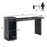 67 inch Modern Executive Office Desk with Storage Black Large Computer Desk for Home Office