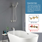 3 Handles Shower Faucet Set with Tub Spout Bathtub Shower Faucet Combo Set Shower System Complete Tub and Shower Trim Kit Brushed Nickel Wall Mounted Shower Fixtures