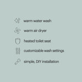 Brondell LE99 Bidet Toilet Seat, Fits Elongated Toilets, Electric Bidet with Remote, Warm Air Dryer, Strong Wash Mode, Stainless-Steel Nozzle, Saved User Settings & Easy Installation