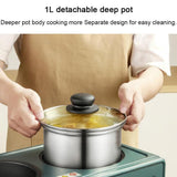 4 in 1 Breakfast Maker Station with Grill, Breakfast Machine with 8L Large Capacity Baking Area, Non-Stick Frying Pan, 1.2L Cooking Pot, Dual Temperature Control, Timing settings