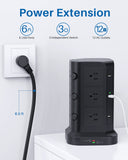 Power Strip Tower by KOOSLA, [15A 1500J] Surge Protector - 12 AC Multiple Outlets & 6 USB Ports KOOSLA