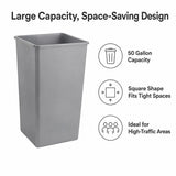 Getzi 5 Pack Gray 50 Gallon Square Commercial Trash Can, Heavy Duty Resin Waste Bin
