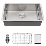 30 Inch Undermount Kitchen Sink - Couoko 30x18 Undermount Single Bowl Kitchen Sink 16 Gauge Stainless Steel Deep Handmade Round Corner Under Counter Kitchen Sink with Accessories