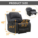 MOOLSUN Living Room Furniture Set Corduroy Recliner Compartments and Cup Holders Reclining for Home Theater/Office(A-Dark Grey Corduroy,Chair)