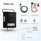 Propane Tankless Water Heater, 5L 1.32 GPM Outdoor Portable Gas Instant Hot Water Heater with Digital Display Overheating Protection, for Camping Barn Cabin RV Black