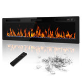 LEMBERI 72 inch Ultra-Thin Electric Fireplace, Recessed and Wall Mounted Slim Linear Fireplace for 2x4 & 2x6 Studs, 750W/1500W Ultra-Quiet Indoor Heater with Remote, Flame Colors & Timer, Black