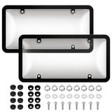 License Plate Frame Cover, Clear License Plate Protector 2 Pack, ABS Car Rear Front Plate Frames with Screws Caps, Rustproof, Unbreakable, Easy Install for Cars, Trucks, SUVs, Clear Gray
