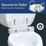 Bemis Rise 4.5" Raised Toilet Seat with Support Handles, Hinges Never Loosen, Fits Round and Elongated