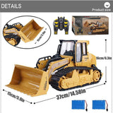 FANXMF RC Skid Steer Loader Construction Truck 1/14 Remote Control Bulldozer Crawler with Lights 9 Channel RC Front Loader 360° Rotation 2.4G Full Function Engineering Vehicle Excavator Toys