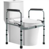 Toilet Safety Rail for Seniors – Adjustable & Foldable Toilet Safety Frame with Padded Handles, Stand Alone Bathroom Safety Rail & Toilet Support for Elderly, Fits Most Toilets, 350 lb Capacity