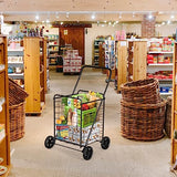 Grocery Shopping Cart, Foldable Heavy Duty Utility Cart w/Large Wheels for Easy Installation and Removal