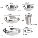 TOPZEA Set of 26 Stainless Steel Camping Plates and Bowls, Camping Mess Kits Camping Dish Set Tableware Includes Plates, Bowl, Cups, Stainless Steel Dinnerware for Camping, Hiking, Travel, Picnic