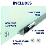 Quartet Magnetic Glass Dry Erase White Board, 48''W x 36''H Whiteboard, Infinity Frameless Mounting, White Surface (G4836W) Quartet