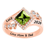 Oseew 2027 Birthstone Class Graduation Ring for Men Women (Rose Gold)
