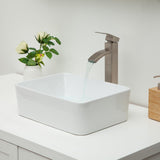 Kichae Vessel Sink Rectangular - 16"x12" Modern White Bathroom Sink Rectangle Above Counter Porcelain Ceramic Vessel Vanity Sink Art Basin