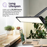 Neatfi 3,500 Lumens LED Desk Lamp – 45W Dimmable Task Light | 3 Light Modes | 540 SMD LEDs | Touch Control | 26-Inch Wide Metal Shade | Reading, Craft, Workbench & Office (CCT with Clamp, Black)