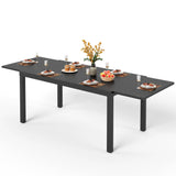 PHI VILLA Patio Expandable Metal Dining Table for 6-8, Black