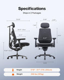LiberNovo Maxis Manual Big and Tall Ergonomic Office Chair, Graphite 52cm