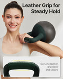 YOTTOY Soft Kettlebell with Leather Handle – Anti-Slip Sweat-Absorbing Grip, Home Gym Kettlebell Weights for Strength Training (Green, 20 LB)
