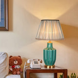 Desk Lamp Bedroom Bedside Lamp Green Glazed Ceramic Table Lamp Minimalist European-Style Table Lamp Large Table Lamps for Living Room Office Nightstand Lamp