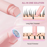 2-in-1 Women’s Bikini Trimmer & Electric Razor – Rechargeable IPX7 Waterproof Body Hair Trimmer & Facial Hair Remover, Cordless Lady Shaver for Bikini Line, Underarms, Legs, Arms, Wet & Dry Use