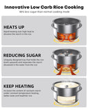Low Carb Rice Cooker Stainless Steel Inner Pot, Mini Stainless Steel Rice Cooker Small 5 Cup, LED Display, White Rice/Porridge/Oatmeal, White